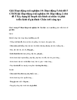 Giải Hoạt động trải nghiệm 10: Hoạt động 2 chủ đề 5 Chân Trời Sáng Tạo