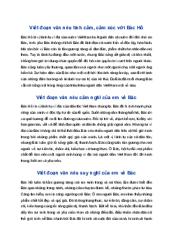 Viết đoạn văn ngắn khoảng 5-10 câu nêu cảm nghĩ của em về Bác | Tập làm văn 4