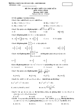 Đề ôn tập Toán 10 tháng 02/2020 trường THPT chuyên Hà Nội – Amsterdam