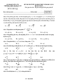 Đề thi thử THPT Quốc gia 2022 môn Toán lần 1 trường THPT Ngô Gia Tự, Đắk Lắk (có đáp án)