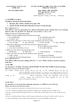 Kỳ thi chọn học sinh giỏi lớp 12 cấp tỉnh Đồng Nai năm học 2020-2021 môn Tiếng Anh