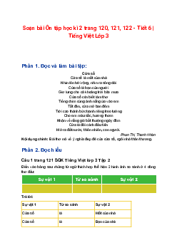 Soạn bài Ôn tập học kì 2 trang 120, 121, 122 - Tiết 6 | Tiếng Việt Lớp 3 Tập 2 Cánh diều