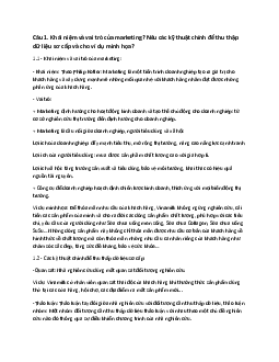 Tổng hợp câu hỏi ôn thi cuối kỳ môn Marketing căn bản?