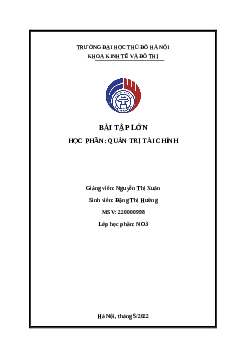 Bài tập lớn học phần quản trị tài chính | Trường Đại Học Thủ Đô Hà Nội