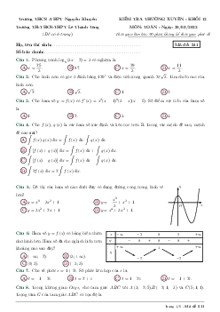 Đề kiểm tra Toán 12 năm 2021 – 2022 trường Nguyễn Khuyến & Lê Thánh Tông – TP HCM