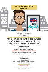 Tổng hợp đề đề xuất kì thi olympic truyền thống 30 tháng 4 lần thứ XXII năm 2016 lớp 10 môn Tiếng Anh (có đáp án)