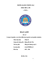 Concepts of quality as seen from different perspectives and quality evaluation | Discussion Tiếng Anh thương mại