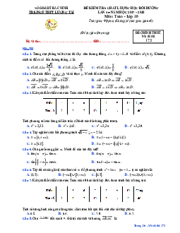 Đề kiểm tra chất lượng học bồi dưỡng Toán 10 trường THPT Lương Tài – Bắc Ninh
