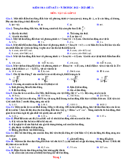 Đề thi giữa học kỳ 1 Vật lí 12 năm 2022-2023 có đáp án-Đề 3