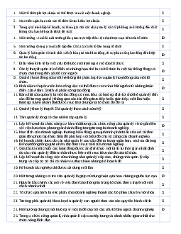 Nhận định đúng/ sai môn Quản trị học đại cương