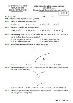 Đề thi giữa kỳ 2 Toán 11 năm 2023 – 2024 trường THPT Gia Hội – TT Huế