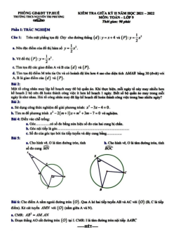 Đề kiểm tra giữa kỳ 2 Toán 9 năm 2021 – 2022 trường THCS Nguyễn Tri Phương – TT Huế