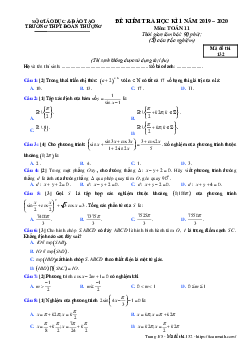 Đề thi học kì 1 Toán 11 năm 2019 – 2020 trường Đoàn Thượng – Hải Dương