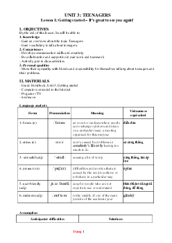 Giáo án Tiếng Anh 8 Global success unit 3 Teenagers