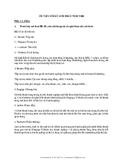 Đề cương ôn tập cuối kỳ môn Phân tích Web có lời giải | Học viện Công nghệ Bưu chính Viễn thông