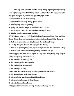 Giải SBT Lịch Sử 12 bài 16: Phong trào giải phóng dân tộc và tổng khởi nghĩa tháng Tám (1939-1945) - Nước Việt Nam Dân chủ Cộng hòa ra đời
