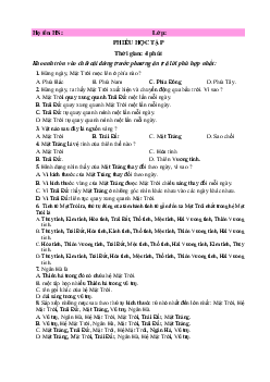 Bài tập chủ đề 11(Phiếu học tập) | Bài giảng KHTN 6 | Cánh diều