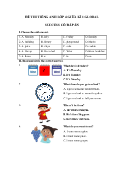 Đề thi tiếng Anh lớp 4 giữa học kì 1 Global success số 2