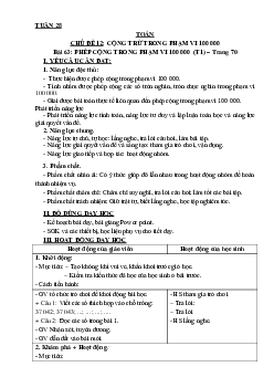 Bài 63: Phép cộng trong phạm vi 100000 - Tiết 1 | Giáo án Toán 3 | Kết nối tri thức