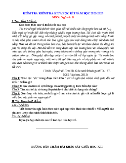 Đề thi giữa học kỳ 1 Văn 8 năm 2022-2023 (có đáp án)