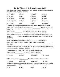 Bài tập Unit 1 A long and healthy life | Tiếng Anh lớp 11 Global Success