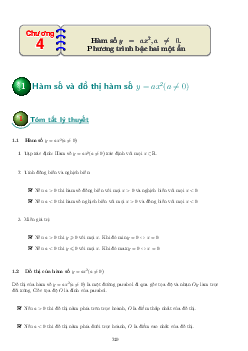Các dạng bài tập hàm số y = ax2 (a khác 0), phương trình bậc hai một ẩn