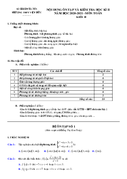 Nội dung ôn tập học kì 2 Toán 10 năm 2020 – 2021 trường THPT Việt Đức – Hà Nội