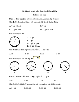 Bài tập cuối tuần Toán lớp 2 Cánh diều - Tuần 24