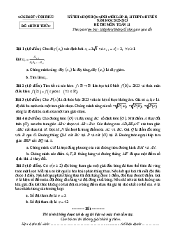 Đề học sinh giỏi Toán 11 chuyên năm 2022 – 2023 sở GD&ĐT Vĩnh Phúc