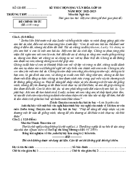 Đề Thi HSG Ngữ văn 10 Cấp trường 2022-2023 (Có đáp án)
