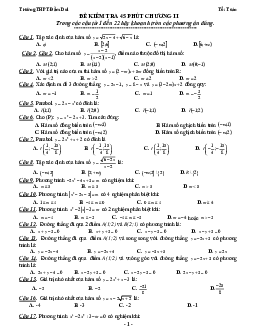 Kiểm tra Đại số 10 chương 2 trường Đầm Dơi – Cà Mau