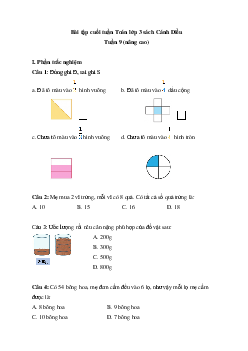 Phiếu bài tập cuối tuần Toán lớp 3 - Tuần 9 (nâng cao) |  Cánh Diều