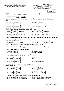 Đề kiểm tra giữa học kỳ 1 Toán 11 năm 2020 – 2021 sở GD&ĐT Bắc Ninh