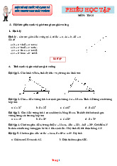 Phiếu Bài Tập Toán 9 Bài Một Số Hệ Thức Về Cạnh Và Góc Trong Tam Giác Vuông