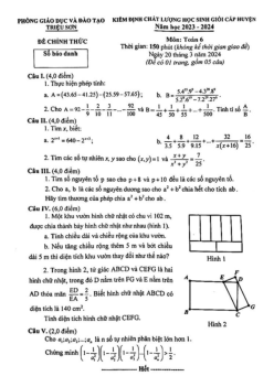 Đề thi học sinh giỏi Toán 6 năm 2023 – 2024 phòng GD&ĐT Triệu Sơn – Thanh Hóa