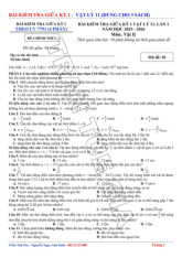 Bài kiểm tra giữa kỳ 1, lần 1 năm học 2025 – 2026 môn Vật lý 11