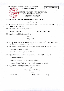 Đề thi kì 1 Toán 10 năm 2020 – 2021 trường THPT Năng khiếu TDTT Bình Chánh – TP HCM