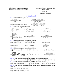 Nội dung ôn tập giữa HK2 Toán 10 năm 2020 – 2021 trường Trần Phú – Hà Nội