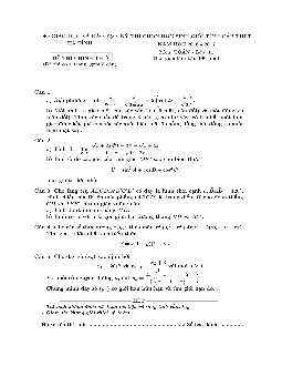 Đề thi chọn học sinh giỏi tỉnh môn Toán 11 năm học 2016 – 2017 sở GD và ĐT Hà Tĩnh
