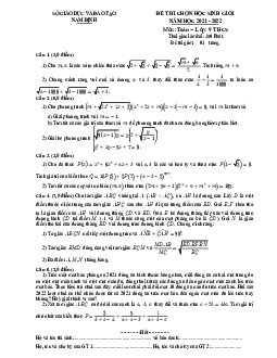 Đề thi chọn học sinh giỏi Toán 9 năm 2021 – 2022 sở GD&ĐT Nam Định