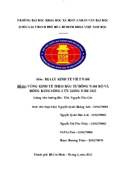 Địa lý kinh tế VN | ĐỊA LÝ KINH TẾ VIỆT NAM | Đại học Khoa học Xã hội và Nhân văn, Đại học Quốc gia Thành phố HCM