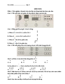 Đề ôn thi giữa học kì 2 môn Toán 4 sách Cánh diều | đề 1