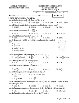 Đề cuối học kỳ 2 Toán 10 năm 2022 – 2023 trường THPT Yên Mô B – Ninh Bình