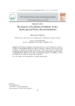 Tác động của mạng xã hội Facebook đến sinh viên hiện nay: Thực trạng và đề xuất chính sách