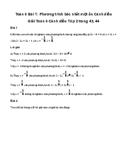 Giải Toán 8 Bài 1: Phương trình bậc nhất một ẩn | Cánh diều