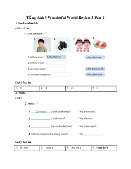 Giải BT Tiếng Anh 3 Wonderful World Review 3 Part 1