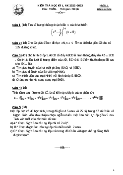 Đề cuối kì 1 Toán 11 năm 2022 – 2023 trường THPT Gia Định – TP HCM