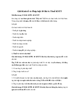 Giải Kinh tế và Pháp luật 10 Bài 6: Thuế KNTT