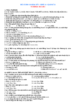 Đề cương ôn thi học kỳ 1 Lịch Sử 11 năm 2022-2023