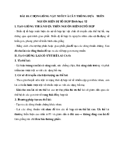 Sinh học 12 bài 18: Chọn giống vật nuôi và cây trồng dựa trên nguồn biến dị tổ hợp
